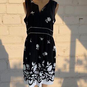 Charter Club Black & White floral print sleeveless dress Size 8